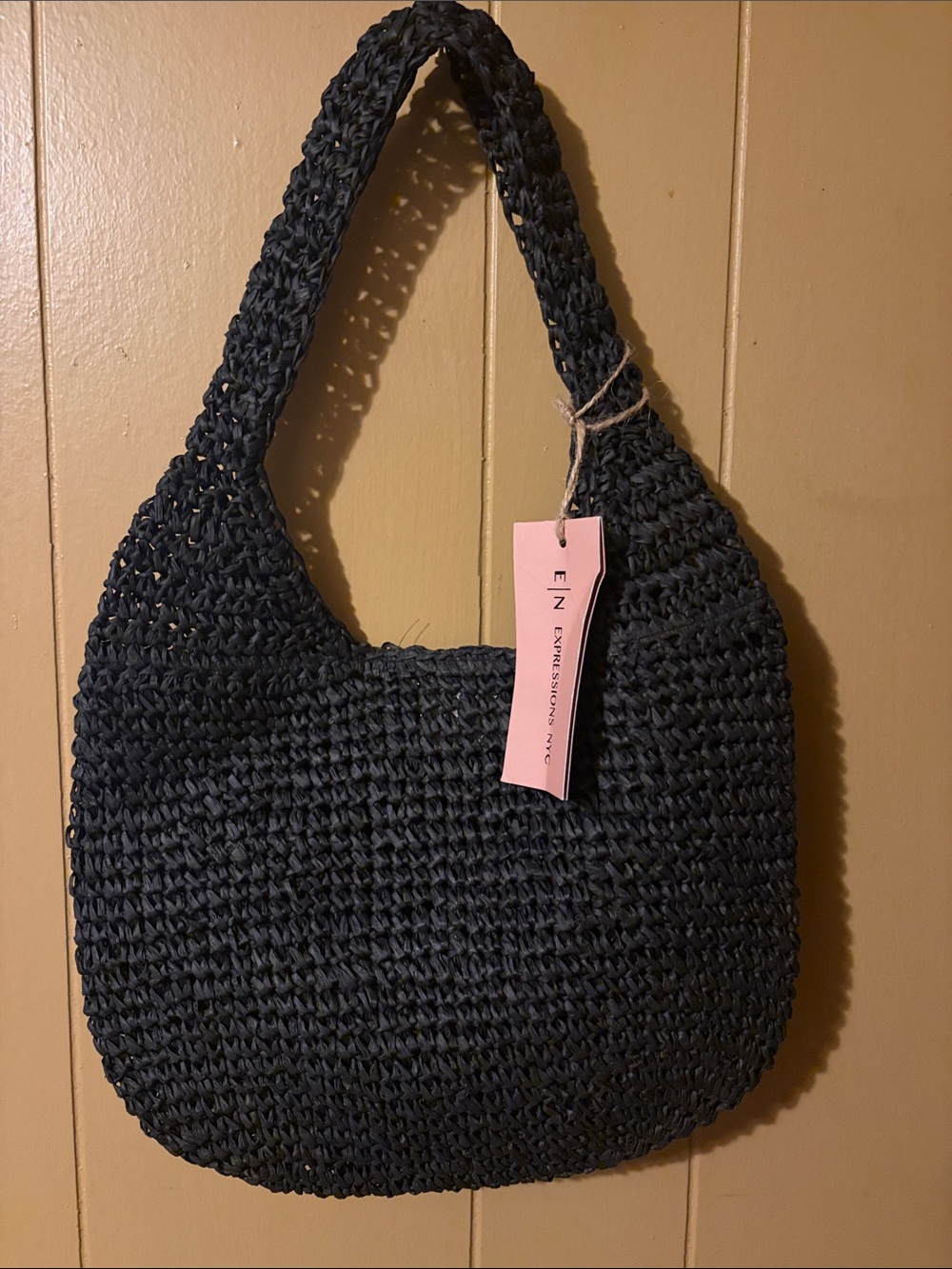 Expressions Black Woven Shoulder Tote